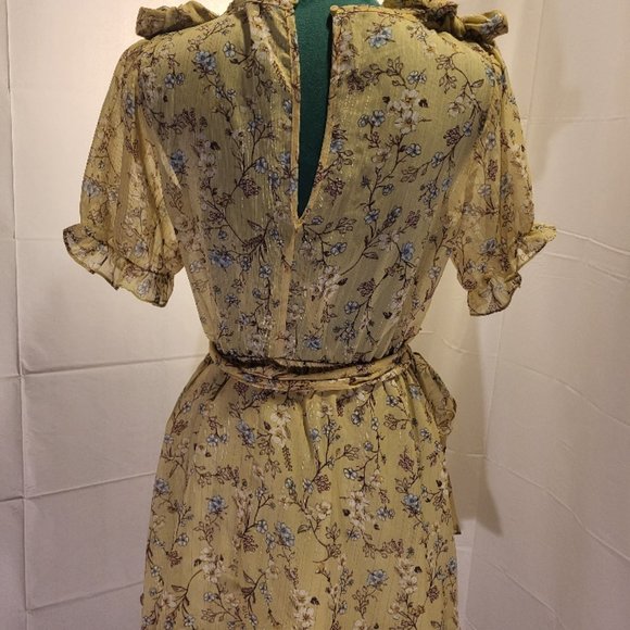 💚💛Favlux Puff Sleeved Ruffle Sage Mini Dress- Medium - Picture 7 of 12